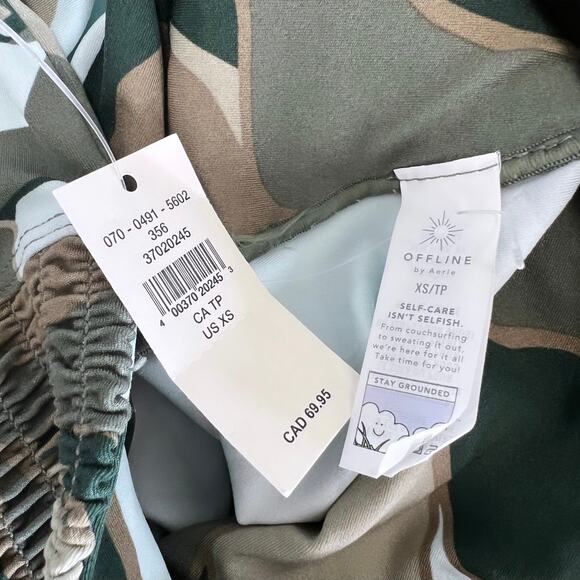 Aerie Green Printed Real Me Smocked Waistband Legging SIze X-Small - Picture 12 of 14